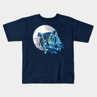 Midnight Moonlit Owl Painting Kids T-Shirt